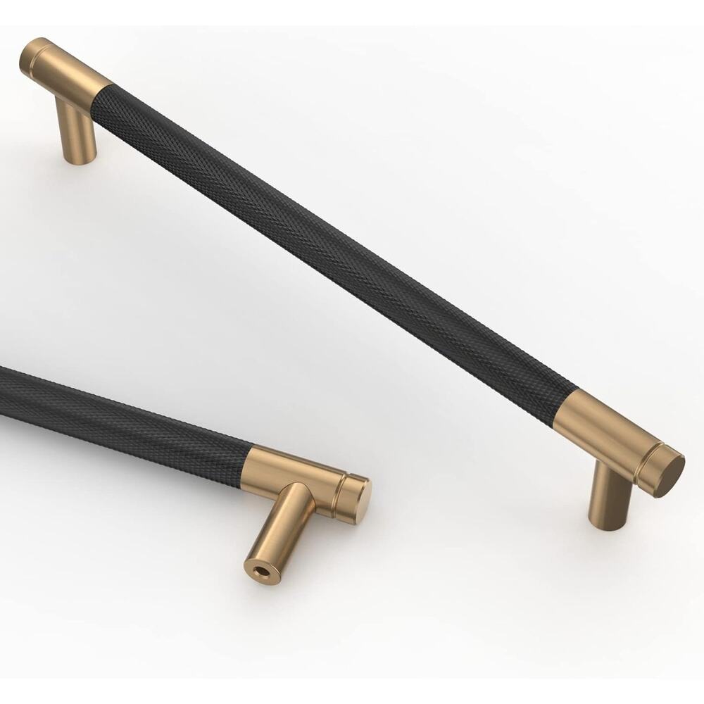 New 9 Pack of 7" Black and Champagne Bronze Knurled Cabinet Pull Handles